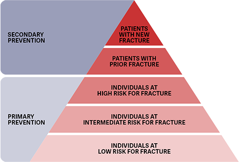 pyramid graphic with five ascending sections; gradient colour red at top to light red at bottom.